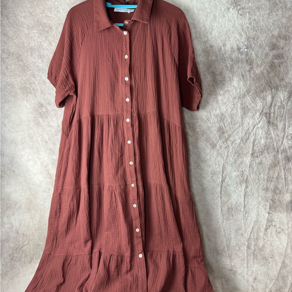 Petal & Pup Terracotta Midi Dress Wabash Gauze 10 summer